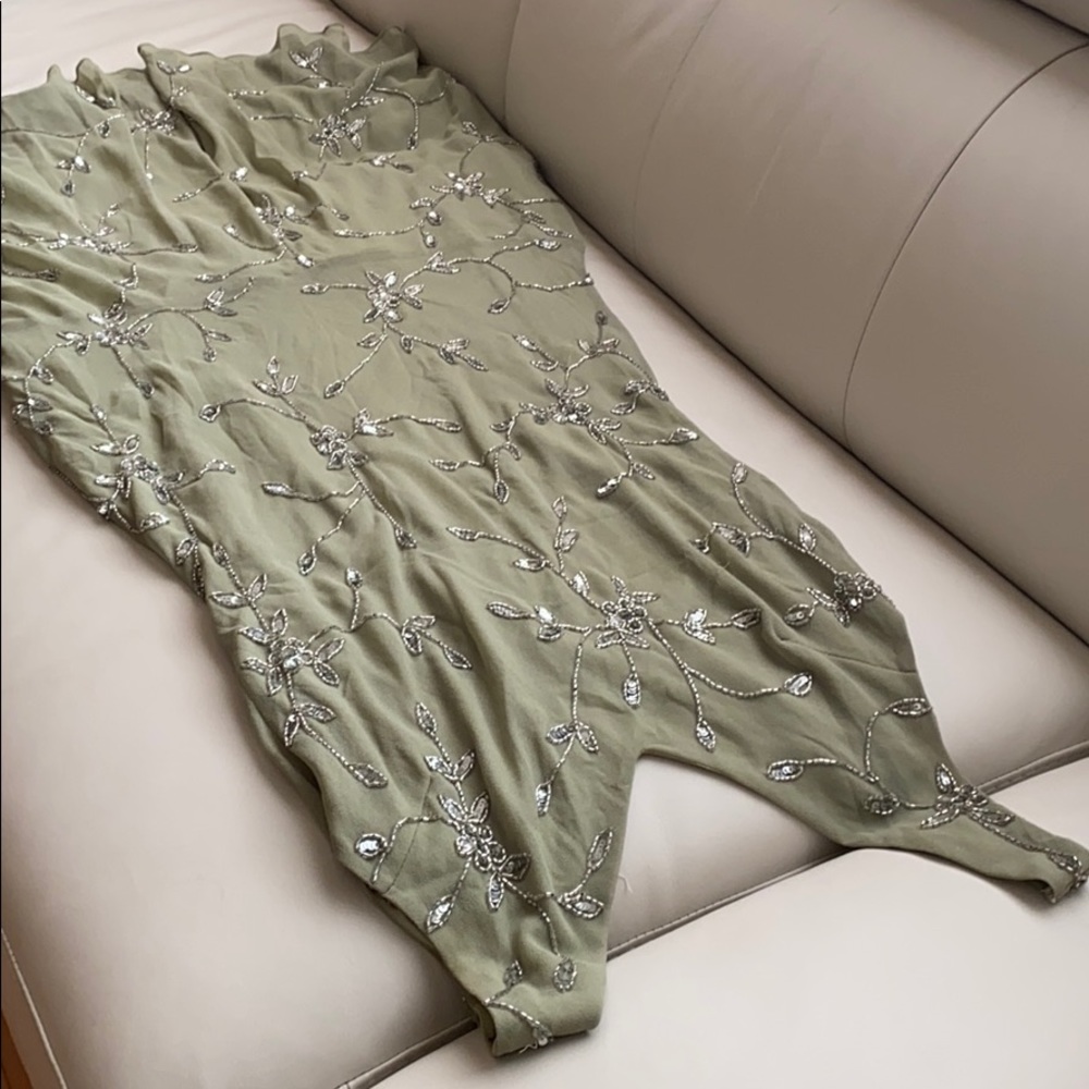 J Kara Light Green Sequin Dress, Size 8